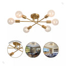 Lustre Para Sala Moderno Dourado 6 Lâmpadas