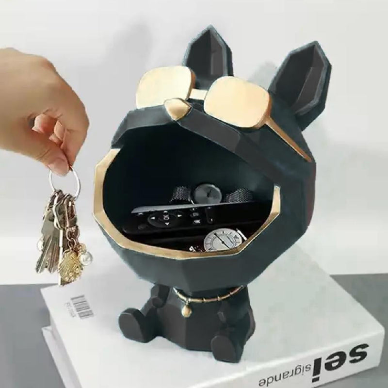 Estatueta Decorativa Bulldog Francês Porta Itens