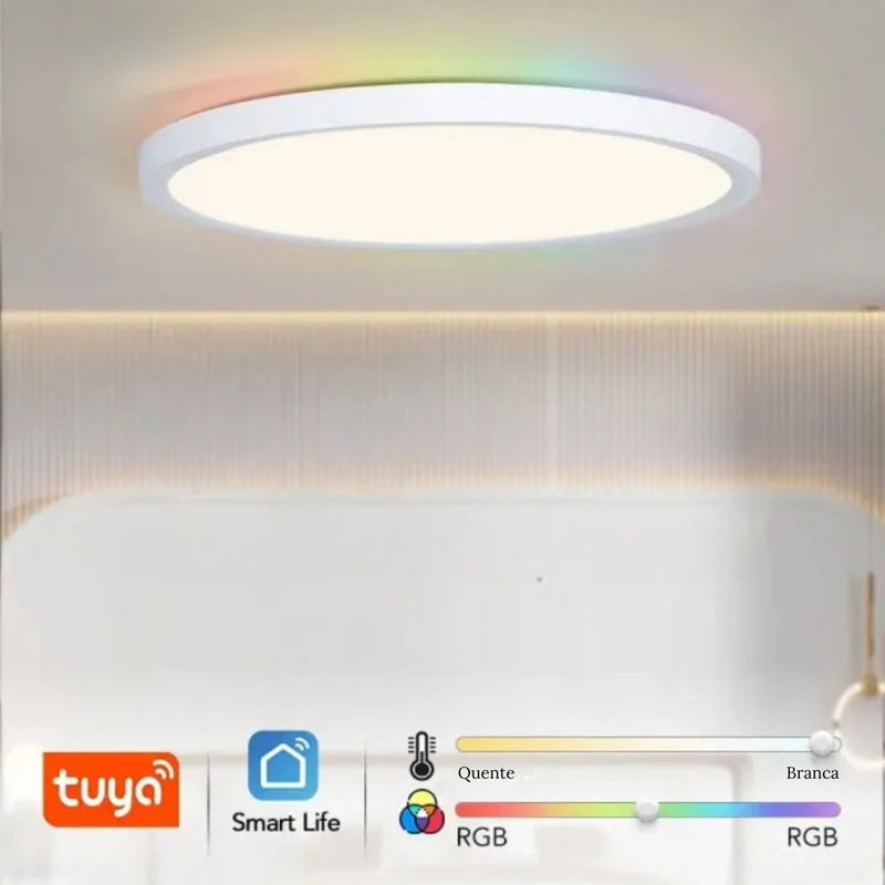 Luminária de Teto Plafon LED Redondo Inteligente Alexa Google Home