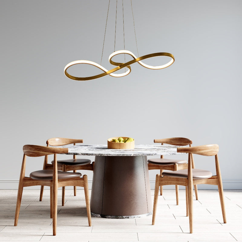 Lustre Pendente de Led 40w Dourado 75cm 3 Cores De Luz