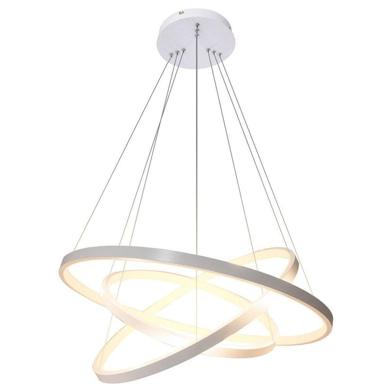 Lustre Led Moderno Com Controle Pendente Anéis 3 Arcos