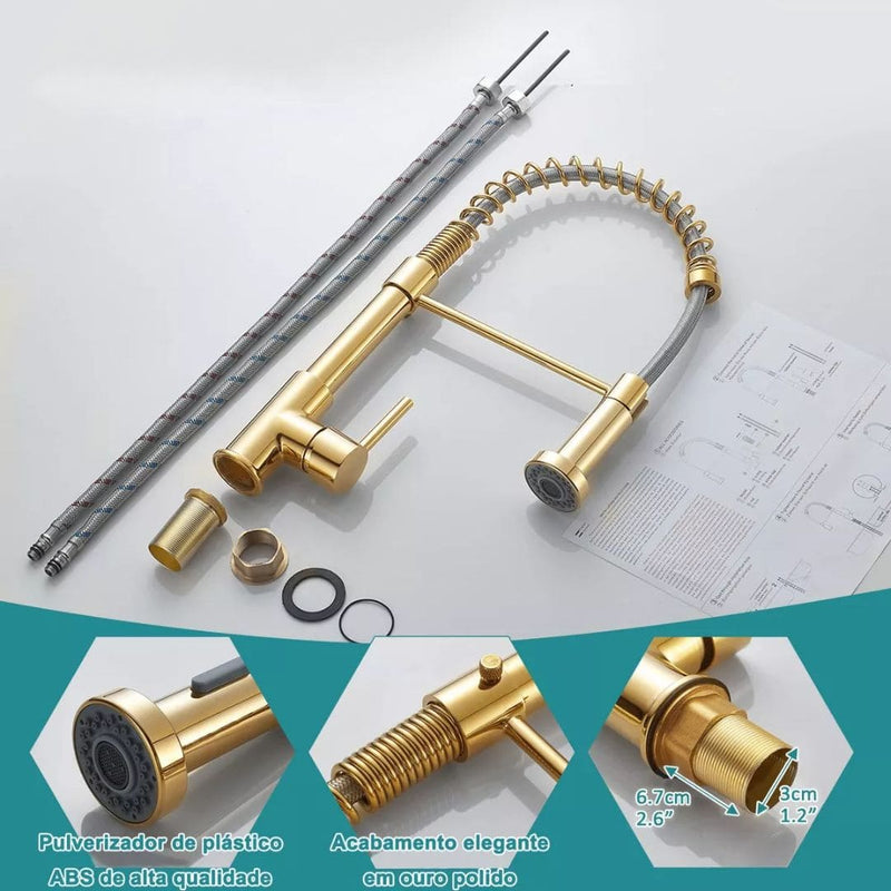 Torneira Gourmet Cozinha Com Extensor Quente e Frio