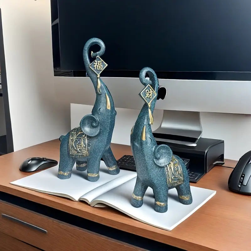 Estatuetas Elefantes Prosperidade 2 Peças