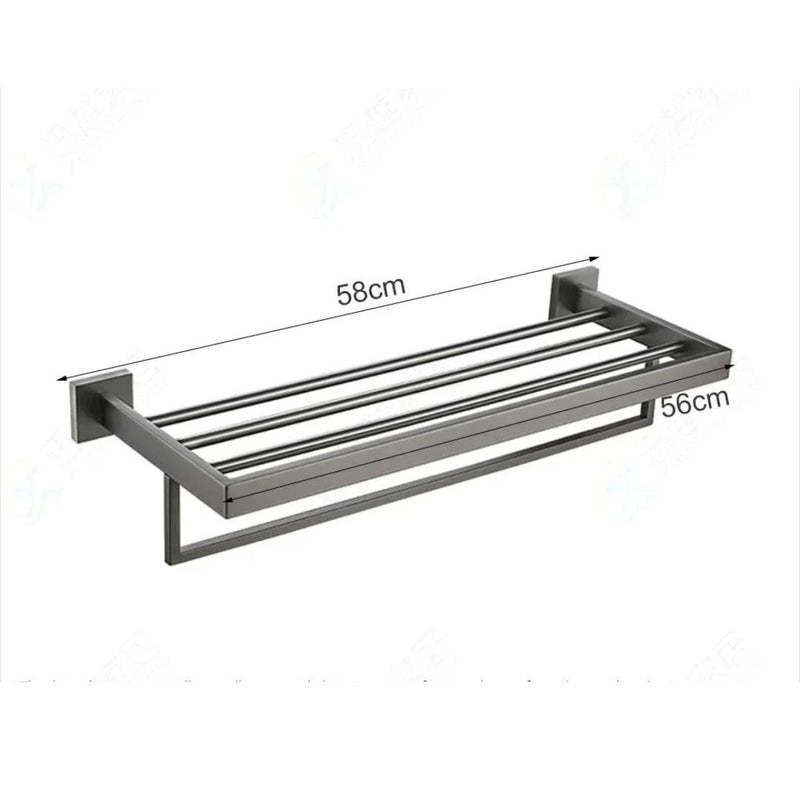 Kit Acessórios Para Banheiro Completo 5 Peças Inox Toalheiro De Banheiro Grafite Escovado