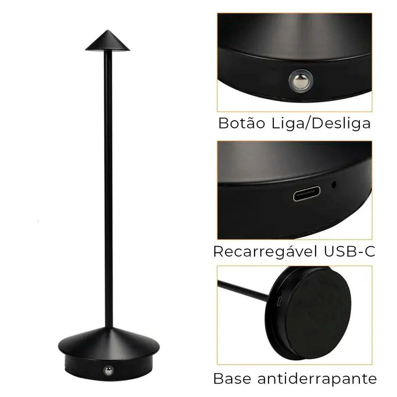 Luminária De Mesa Portátil Dilla