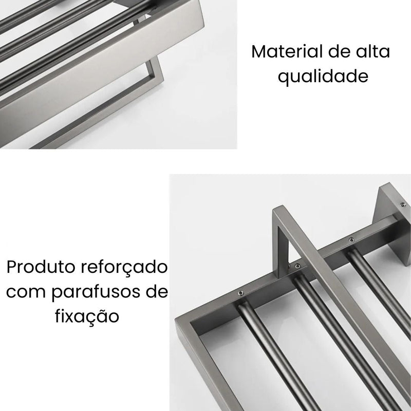 Kit Acessórios Para Banheiro Completo 5 Peças Inox Toalheiro De Banheiro Grafite Escovado