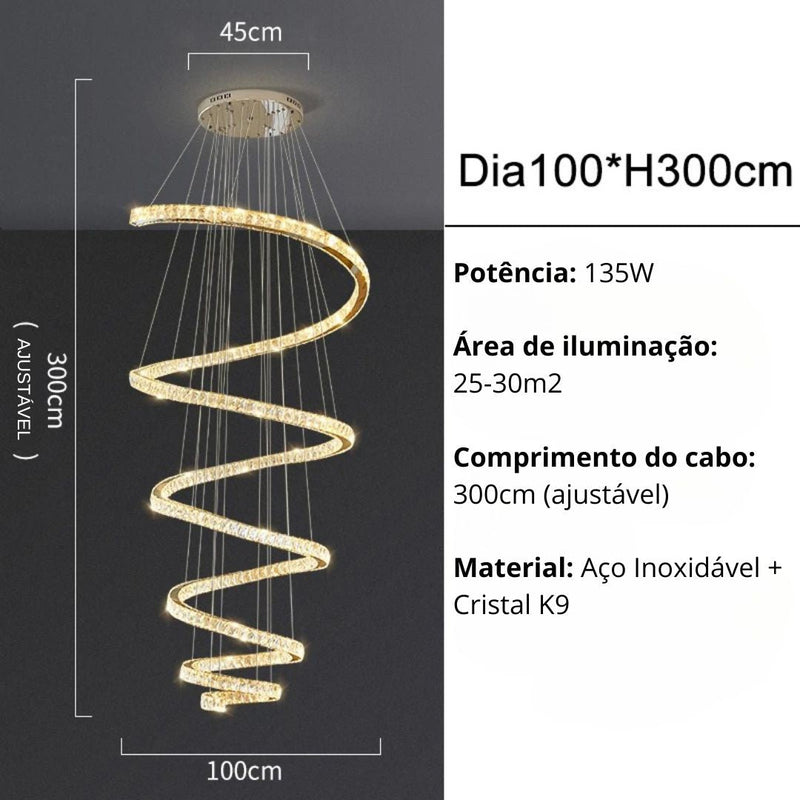 Lustre Circular Cristal Moderno Pendente Para Sala De Jantar