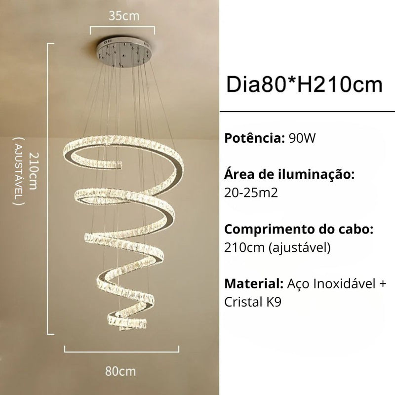 Lustre Circular Cristal Moderno Pendente Para Sala De Jantar