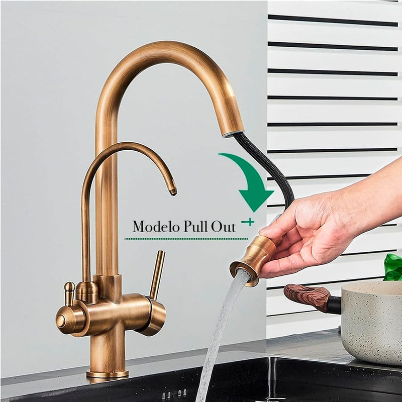 Torneira Com Filtro Para Cozinha Monocomando Com Jato Extensível Modelo Mistral