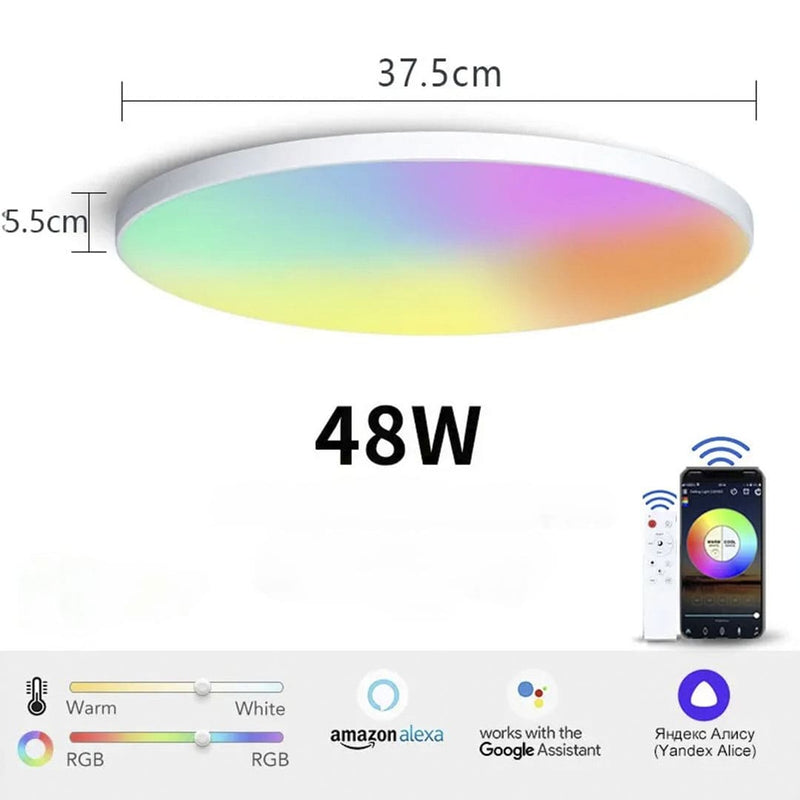 Plafon Led Sobrepor Redondo Smart Home Led Lights WIFI Voice Control Alexa Google Yandex