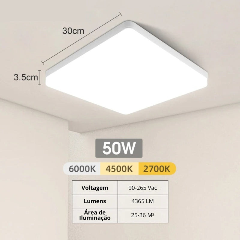 Luminária De Teto Plafon Quadrado LED Bivolt