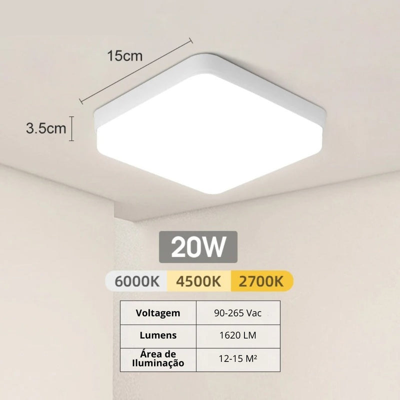 Luminária De Teto Plafon Quadrado LED Bivolt