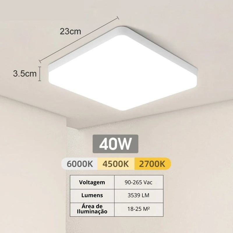 Luminária De Teto Plafon Quadrado LED Bivolt
