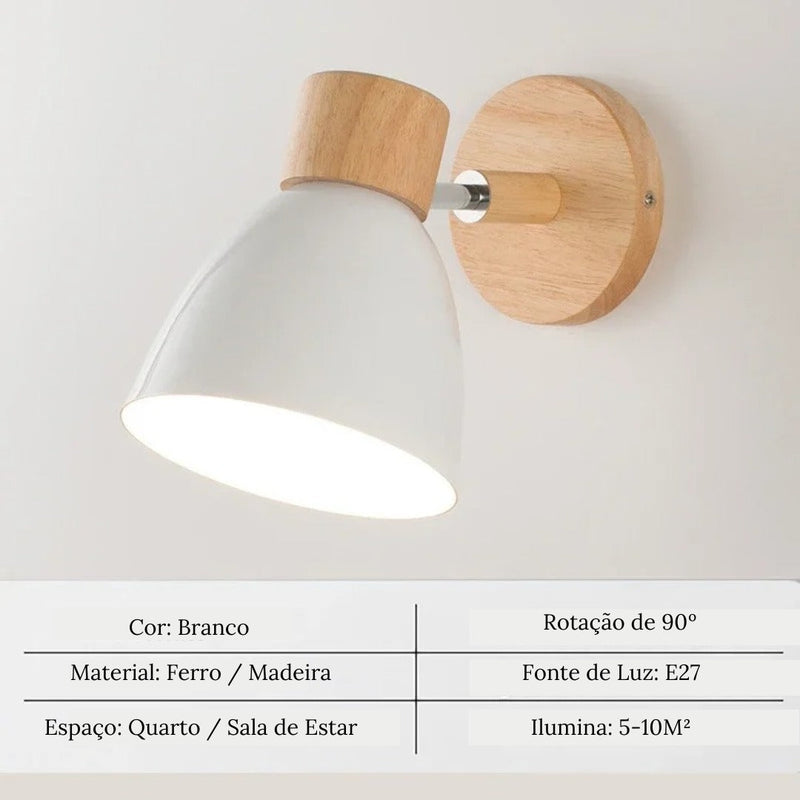 Arandela Articulada de Parede Interna Wooden