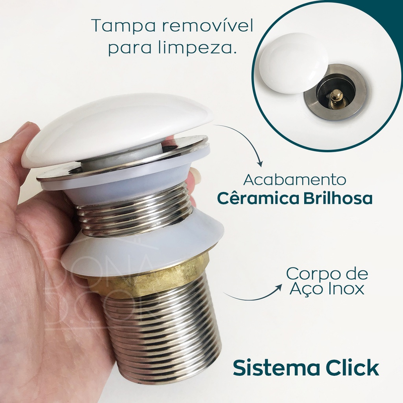 Válvula Click Cerâmica Cuba Banheiro
