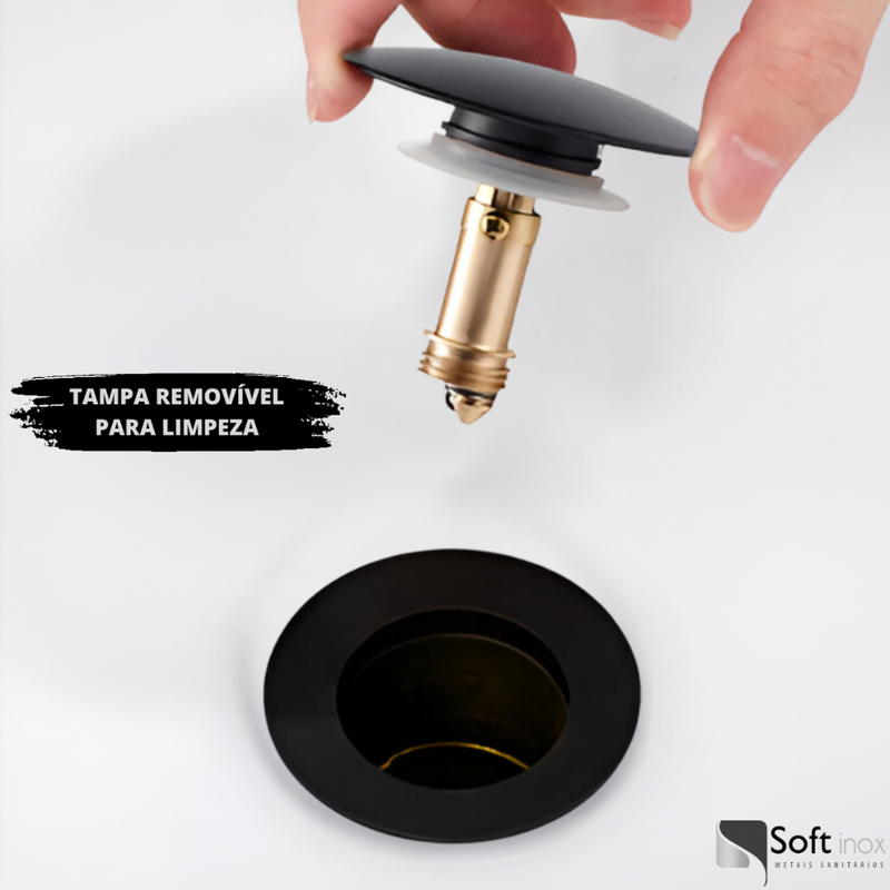 Válvula Click De Inox P/ Cuba Pia de Banheiro Lavatório Preto Black