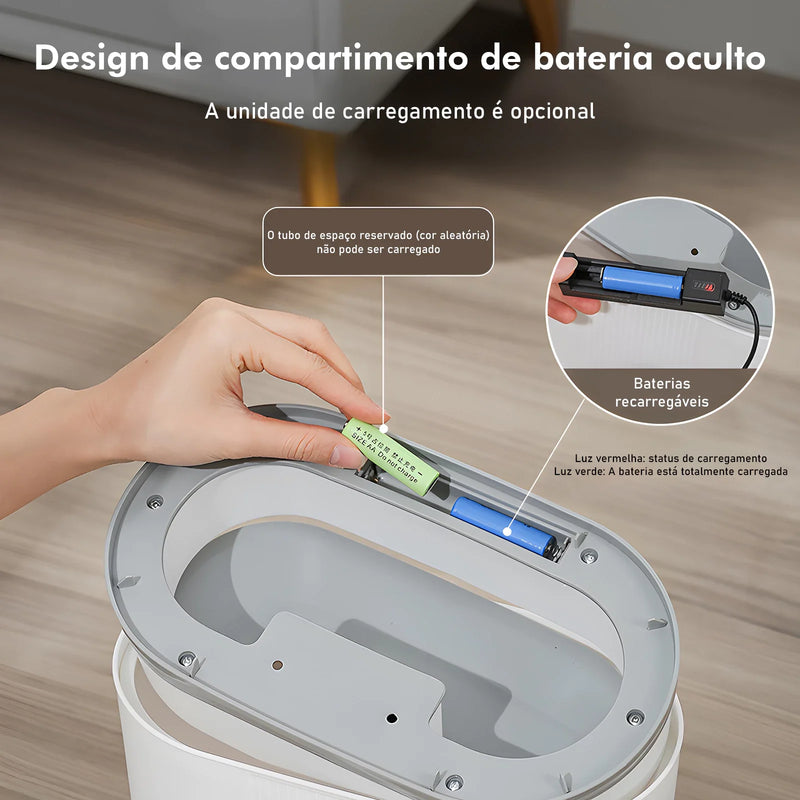 Lixeira Automática Com Sensor Inteligente Para Banheiro Cozinha Escritório
