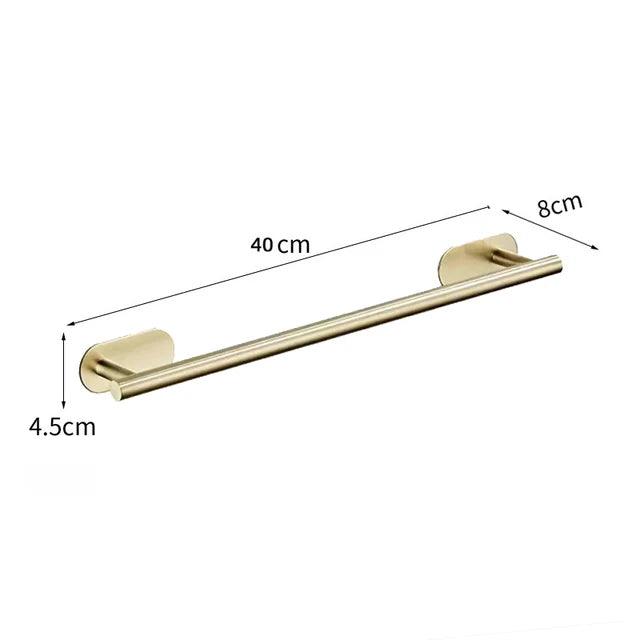 Conjunto Acessórios Para Banheiro Roma 4 Peças Alto Adesivas Aço Inoxidável Escovado Dourado