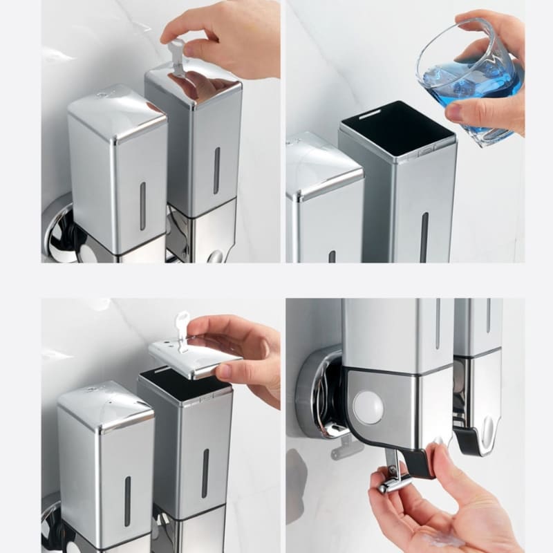 Dispenser de Sabonete Líquido Parede Shampoo Condicionador Quadrado
