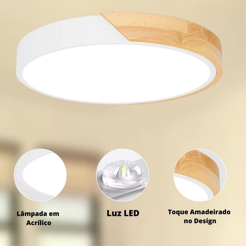 Luminária de Teto Plafon Redondo LED Estilo Nórdico
