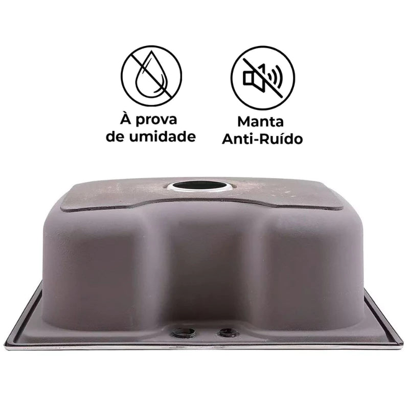 Cuba Pia Cozinha Gourmet 60x42cm Aço Inox 304 Luxo Prata Escovado