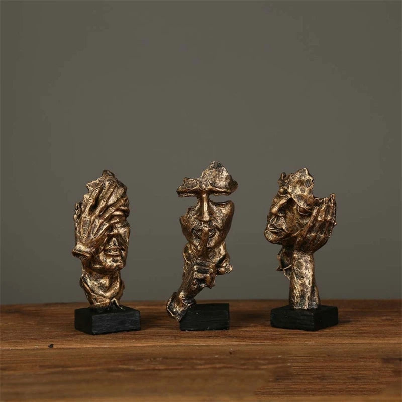 Estatuetas Decorativas Faces Abstratas 3 Peças