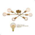 Lustre Para Sala Moderno Dourado 6 Lâmpadas