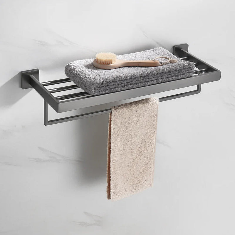 Kit Acessórios Para Banheiro Completo 5 Peças Inox Toalheiro De Banheiro Grafite Escovado