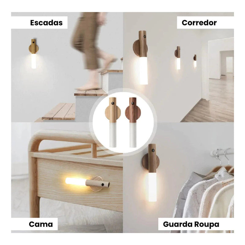 Luminária De Parede Sem Fio Luz Led Recarregável Com Sensor Movimento