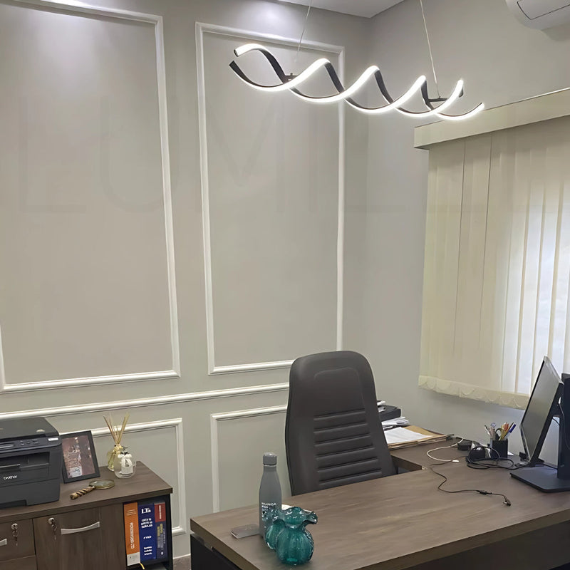 Pendente Led Lustre Preto/Dourado Para Sala de Jantar Decoração