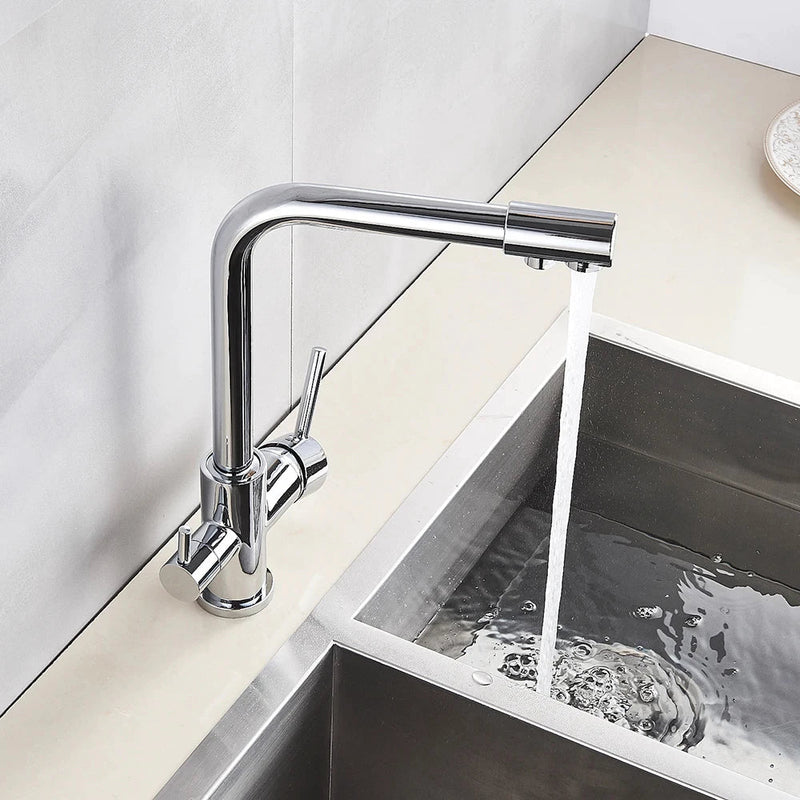 Torneira Gourmet Para Cozinha Com Filtro Modelo Duplo Comando Modelo Giratória