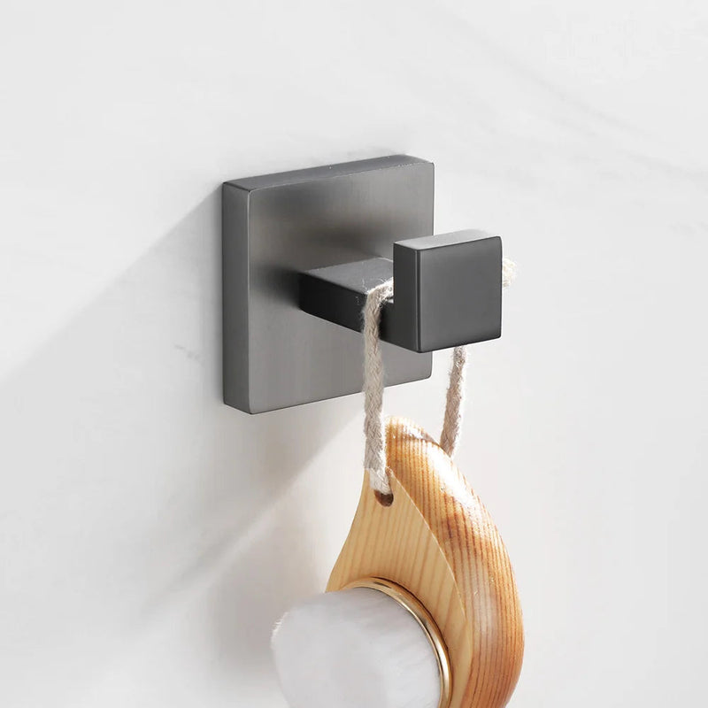 Kit Acessórios Para Banheiro Completo 5 Peças Inox Toalheiro De Banheiro Grafite Escovado