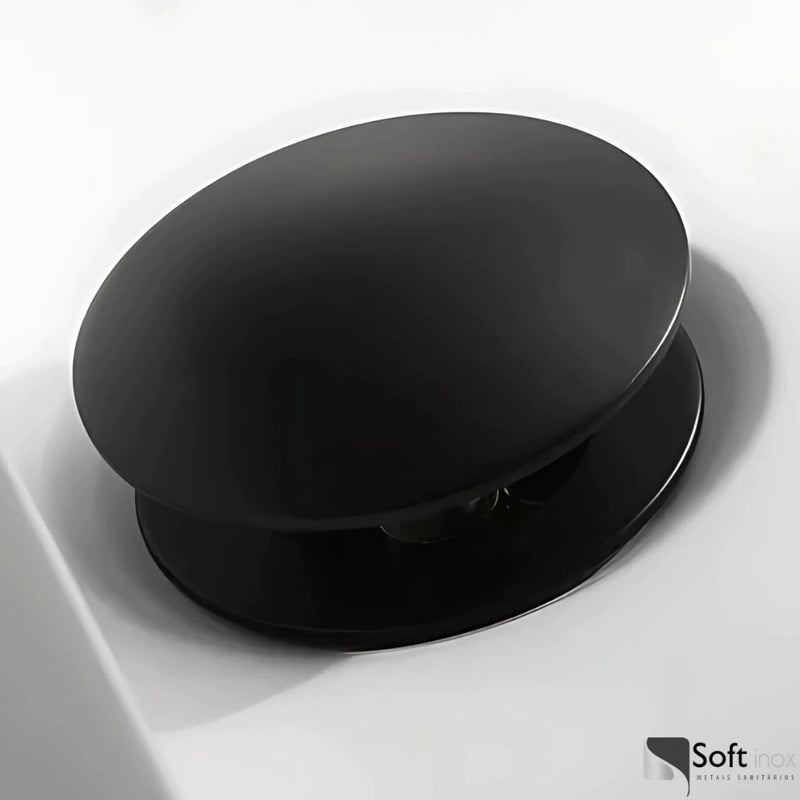 Válvula Click De Inox P/ Cuba Pia de Banheiro Lavatório Preto Black