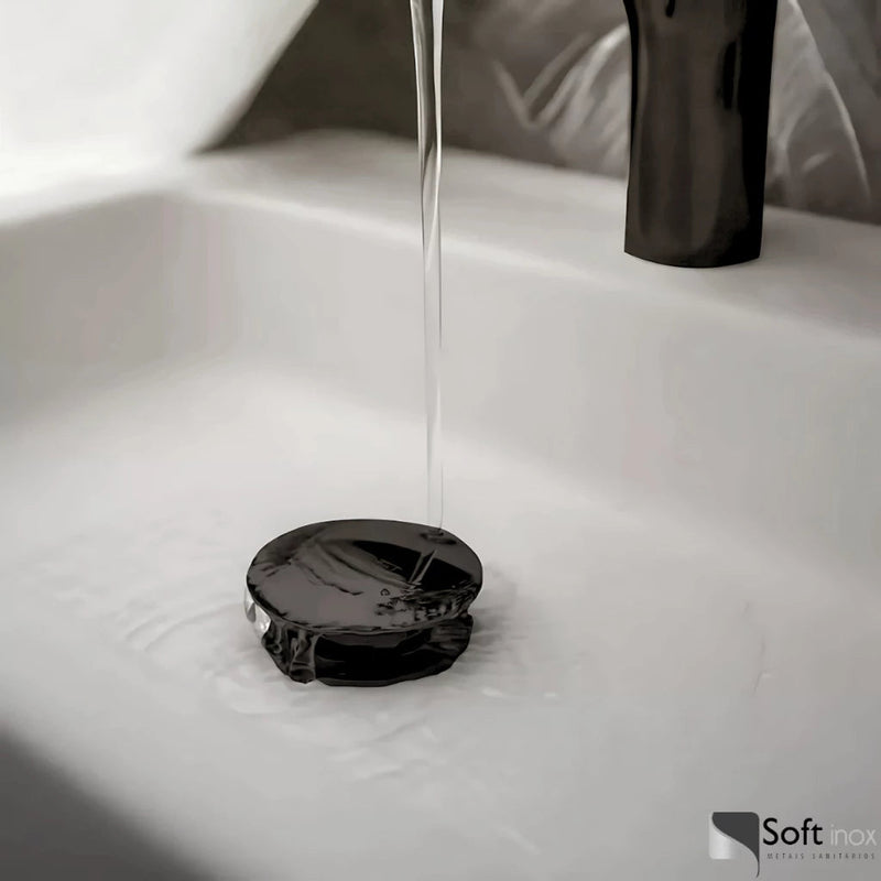 Válvula Click De Inox P/ Cuba Pia de Banheiro Lavatório Preto Black
