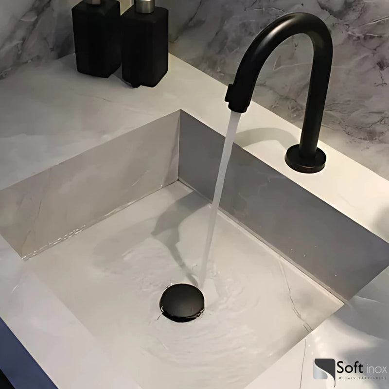 Válvula Click De Inox P/ Cuba Pia de Banheiro Lavatório Preto Black