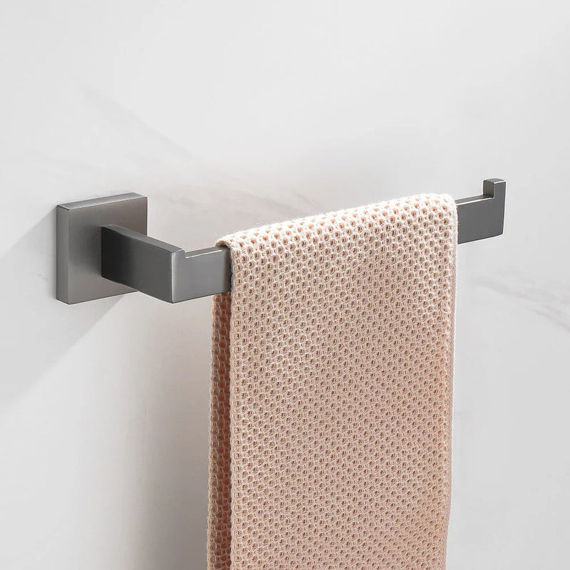 Kit Acessórios Para Banheiro Completo 5 Peças Inox Toalheiro De Banheiro Grafite Escovado