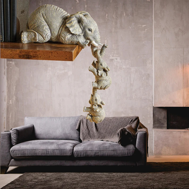 Estatueta Decorativa Elefante Família 3 peças