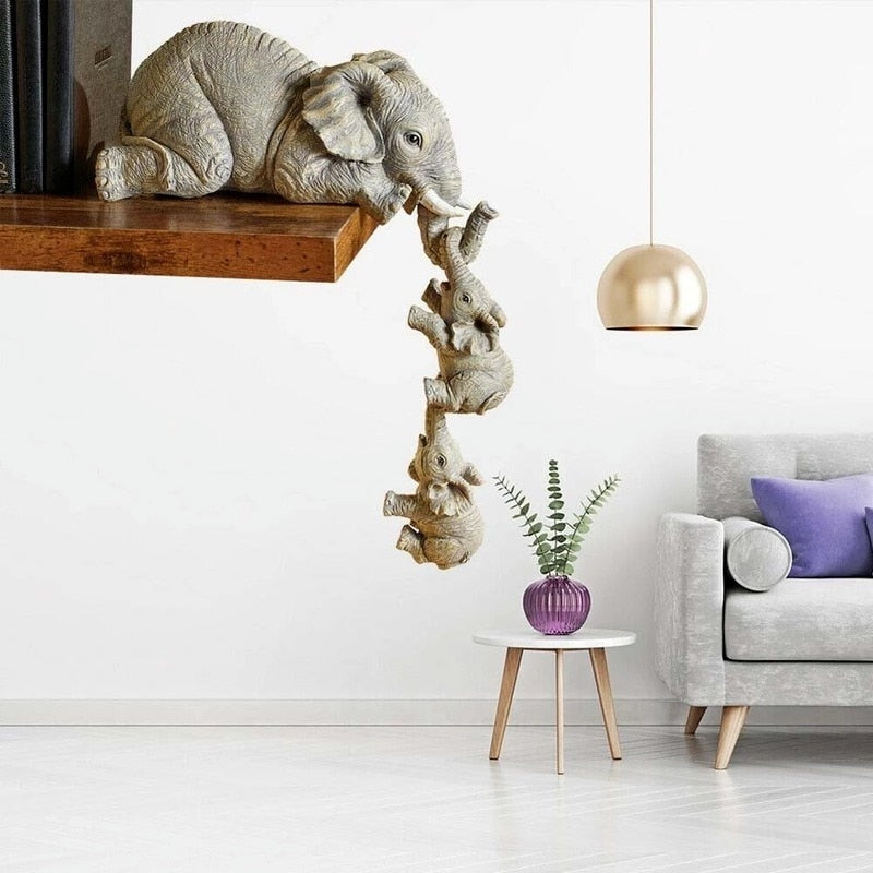 Estatueta Decorativa Elefante Família 3 peças