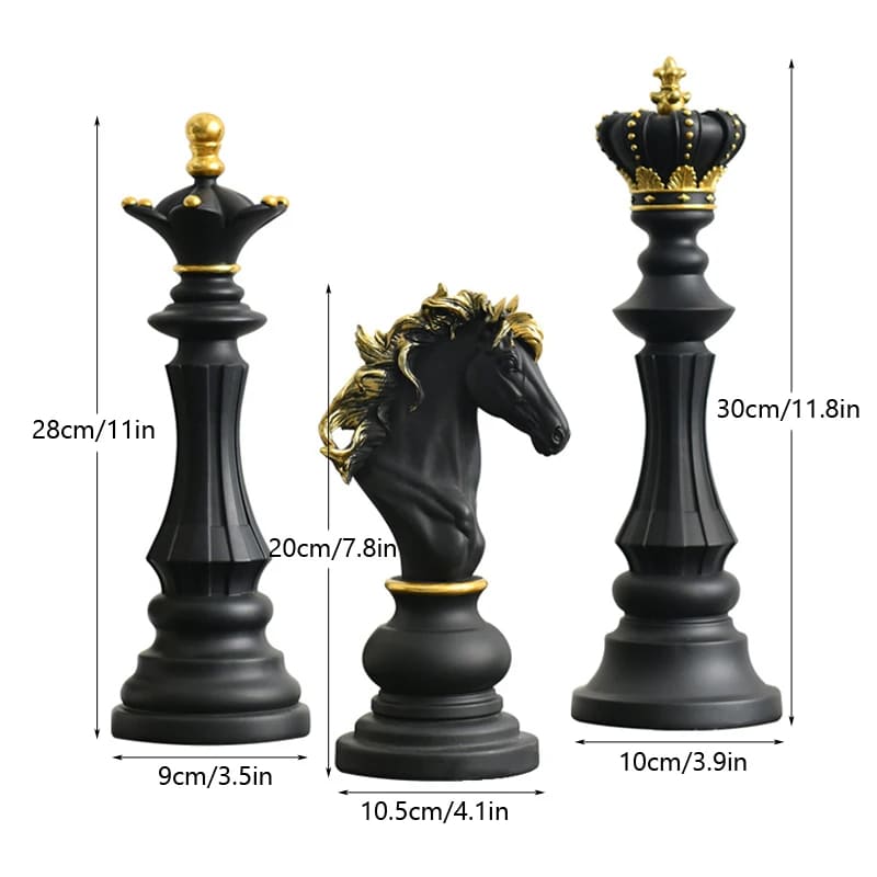 Estatueta Decorativa Para Mesa Peças de Xadrez em Resina
