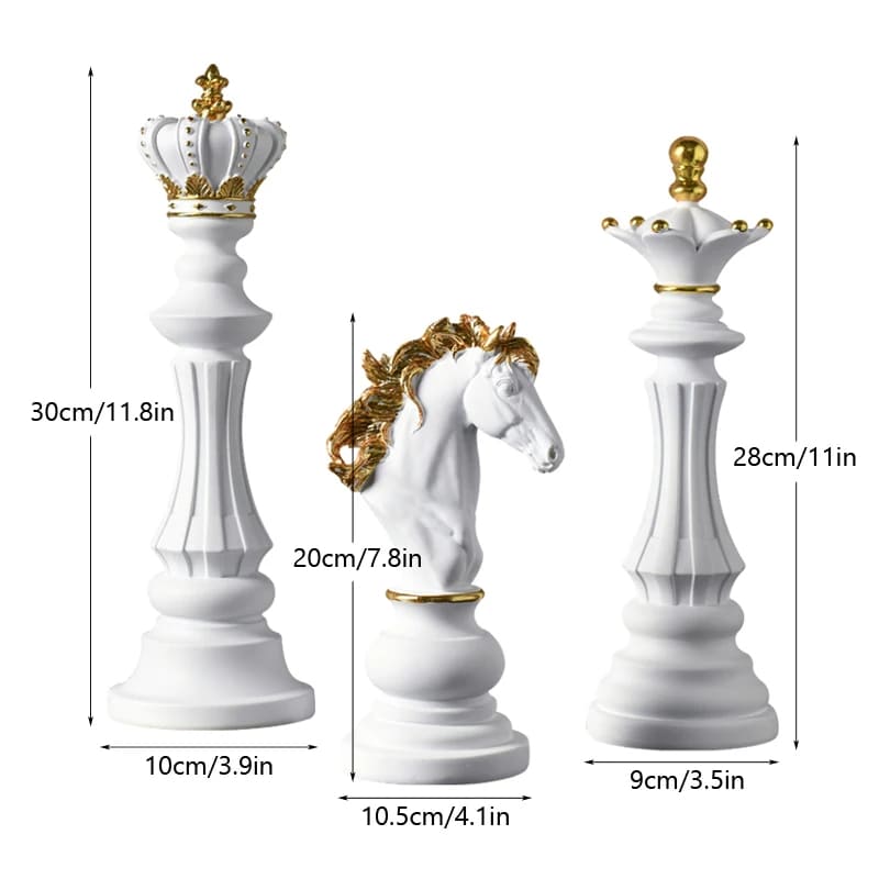Estatueta Decorativa Para Mesa Peças de Xadrez em Resina