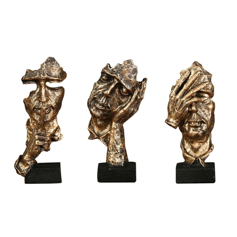 Estatuetas Decorativas Faces Abstratas 3 Peças