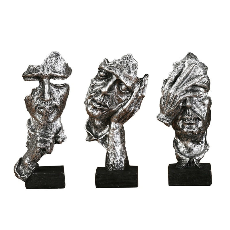 Estatuetas Decorativas Faces Abstratas 3 Peças