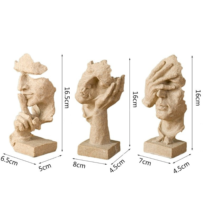 Estatuetas Decorativas Faces Abstratas 3 Peças