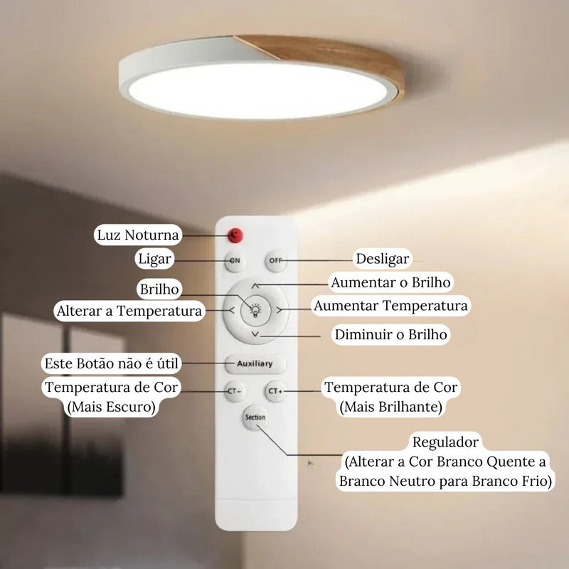 Luminária de Teto Plafon Redondo LED Estilo Nórdico