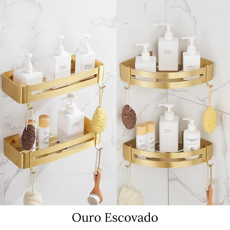 Prateleira De Canto Para Banheiro Dourada
