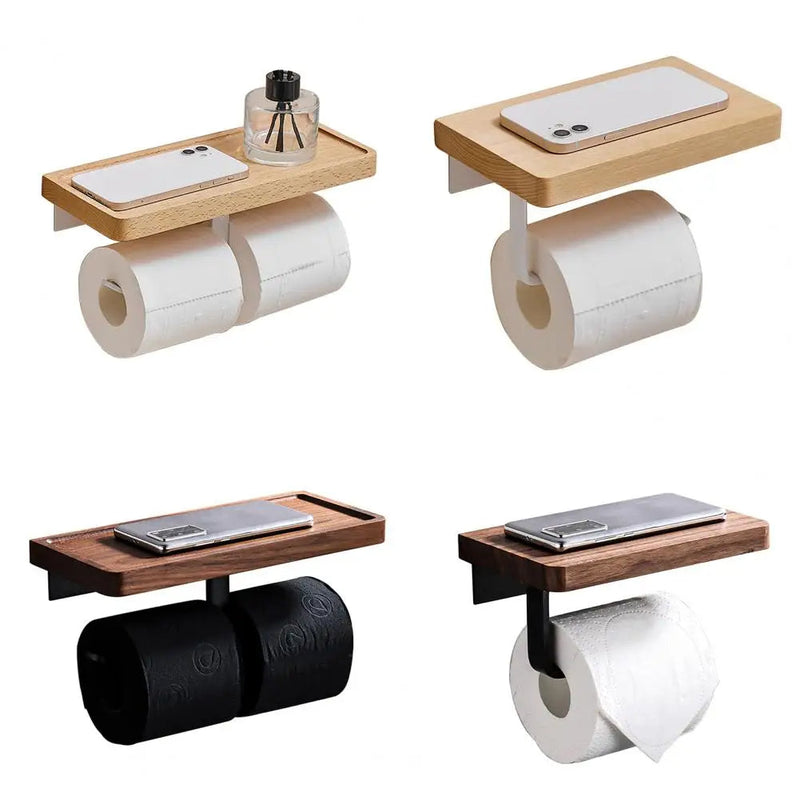 Suporte Para Papel Higiênico De Madeira Premium